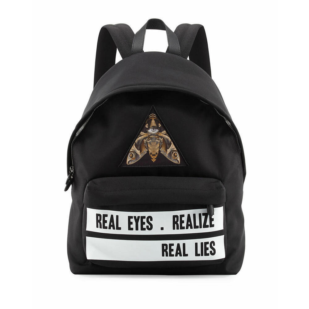 100% Authentic Givenchy Black Backpack 'Real Eyes Realize Real Lies'